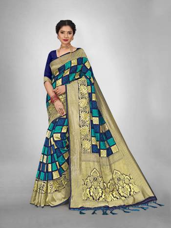  This Fine Colored Saree Paired With Blouse.This Heavy Designer Wevon Saree Is Art  Silk Based And Blouse Which Gives A Rich Look To Your Personality. Buy This Pretty Saree Now.