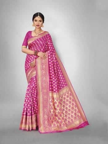 Garb This Fine Colored Saree Paired With Blouse.This Heavy Designer Wevon Saree Is Art  Silk Based And Blouse Which Gives A Rich Look To Your Personality. Buy This Pretty Saree Now.