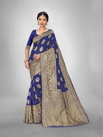 Garb This Fine Colored Saree Paired With Blouse.This Heavy Designer Wevon Saree Is Art  Silk Based And Blouse Which Gives A Rich Look To Your Personality. Buy This Pretty Saree Now.