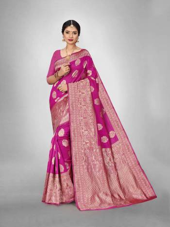 Garb This Fine Colored Saree Paired With Blouse.This Heavy Designer Wevon Saree Is Art  Silk Based And Blouse Which Gives A Rich Look To Your Personality. Buy This Pretty Saree Now.