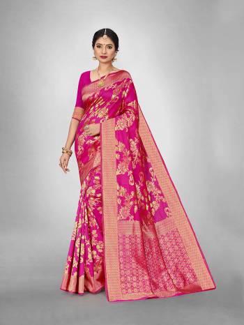 Look This Fine Colored Saree Paired With Blouse.This Heavy Designer Wevon Saree Is Art  Silk Based And Blouse Which Gives A Rich Look To Your Personality. Buy This Pretty Saree Now.