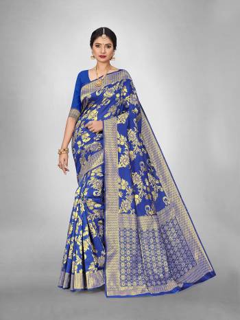 Look This Fine Colored Saree Paired With Blouse.This Heavy Designer Wevon Saree Is Art  Silk Based And Blouse Which Gives A Rich Look To Your Personality. Buy This Pretty Saree Now.