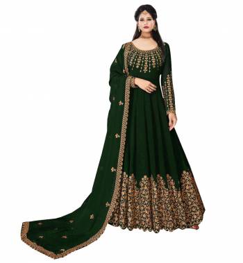 Flaunt Your Rich And Elegant Taste Wearing This Designer Long Gown With Dupatta In Dark Color. This  Pretty Gown Is Fabricated On Georgette Beautified With Embroidery Work. Its Fabric Is Soft Towards Skin And Easy To Carry All Day Long. 