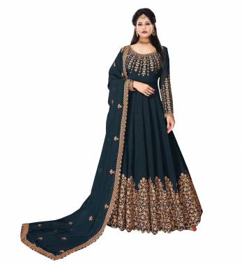 Flaunt Your Rich And Elegant Taste Wearing This Designer Long Gown With Dupatta In Dark Color. This  Pretty Gown Is Fabricated On Georgette Beautified With Embroidery Work. Its Fabric Is Soft Towards Skin And Easy To Carry All Day Long. 