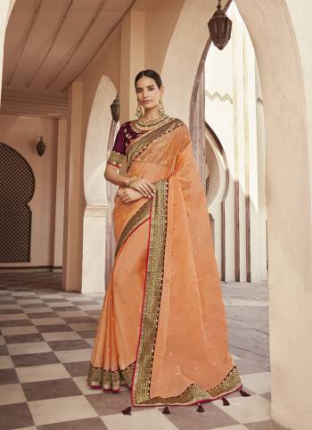 Attrective This Partywear Saree Are Fine Saree Paired With Blouse.This Butti Embroidery Work Saree Are Soft Organza And Blouse Are Art Silk Wevon Design Based Fabric. Buy This Pretty Saree Now.
