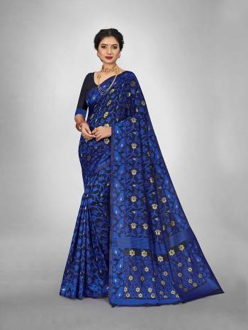 Look This Fine Colored Saree Paired With Blouse.This Heavy Designer Wevon Saree Is Cotton Based And Blouse Which Gives A Rich Look To Your Personality. Buy This Pretty Saree Now.