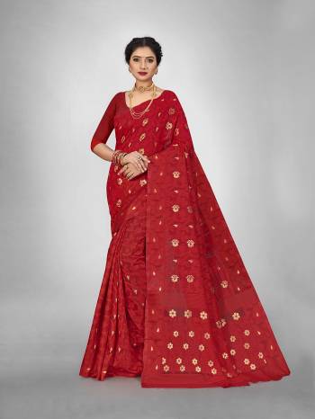 Look This Fine Colored Saree Paired With Blouse.This Heavy Designer Wevon Saree Is Cotton Based And Blouse Which Gives A Rich Look To Your Personality. Buy This Pretty Saree Now.