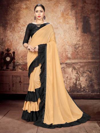 Attrective Partywear This Fine Colored Saree Paired With Contreased Blouse.This Heavy Ruffle Frill Hand Work Designer  Saree Is Georgette Based Which Gives A Rich Look To Your Personality. Buy This Pretty Saree Now.