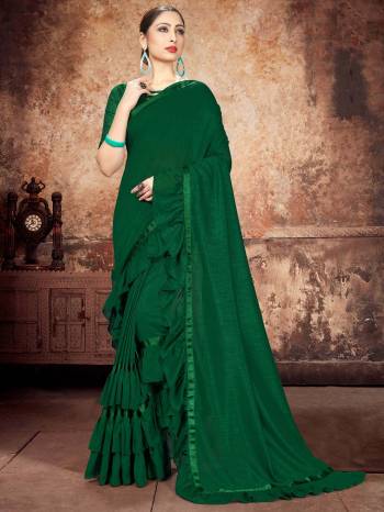 Attrective Partywear This Fine Colored Saree Paired With Contreased Blouse.This Heavy Ruffle Frill Hand Work Designer  Saree Is Georgette Based Which Gives A Rich Look To Your Personality. Buy This Pretty Saree Now.