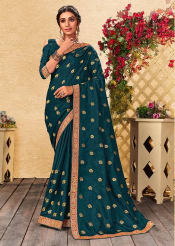 Looking This Partywear Saree Are Fine Saree Paired With Blouse.This Saree Are Vichitra Silk And Blouse Are Art Silk Fabric With Heavy Designer Jari Embroidery Work. Buy This Pretty Saree Now.