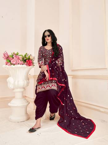 Garb This Designer Redymade Suits In Fine Color Paired. Its Designer Top And Bottom Are Jam Cotton Fabric And Dupatta Are Net With Designer Sequance Embroidery And Real Mirror Work. Buy this Suit Now.