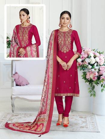 Attrective This Designer Long Length Suit In Lovely Color.?Its Pretty Designer Embroidery Work Top Is Muslin Based Paired With Santoon Bottom And Semi Chinon Fabricated  Digital Printed Dupatta Which Gives An Attractive To The Suit.