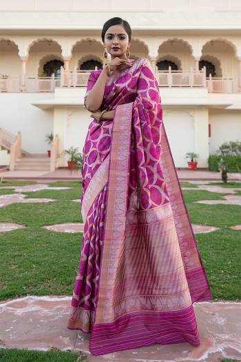 Garb This Partywear Saree Are Fine Saree Paired With Blouse.This Saree And Blouse Are Tussar Silk With Heavy Wevon Designer Work Based Fabric. Buy This Pretty Saree Now.