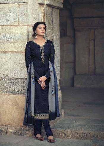 Garb This Designer Long Length Suit In Lovely Color.?Its Pretty Designer Embroidery With Stone Work Top Is Faux Georgette Based Paired With Dull Santoon Bottom And Chiffon Fabricated Printed Dupatta Which Gives An Attractive To The Suit.