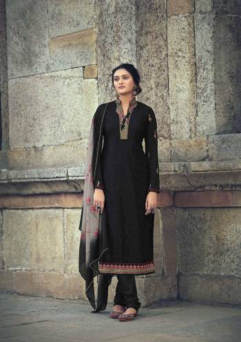 Garb This Designer Long Length Suit In Lovely Color.?Its Pretty Designer Embroidery With Stone Work Top Is Faux Georgette Based Paired With Dull Santoon Bottom And Chiffon Fabricated Printed Dupatta Which Gives An Attractive To The Suit.