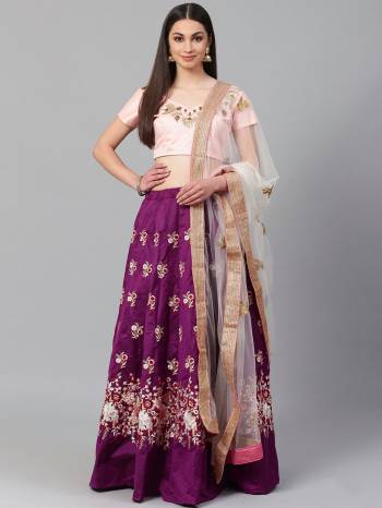 Attrective Bridal Partywear Heavy Designer Lehenga Choli In Fine Color Fabricated On Raw Silk And Dupatta Are Organza Beautified With Heavy Attractive Dori,Thread Embroidery Work. 