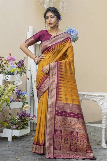 Garb This Partywear Saree Are Fine Saree Paired With Blouse.This Saree And Blouse Are Tussar Silk With Heavy Wevon Designer Work Based Fabric. Buy This Pretty Saree Now.