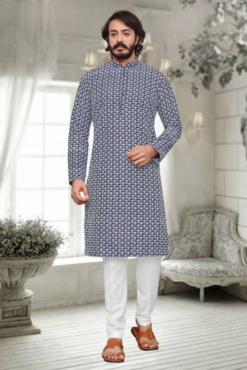 Attrective This Kurta Pajama set is a must have in a men's ethnic wardrobe.This Kurta Are Art Silk Fabric And Pajama Is Cotton Fabric With Lakhnowi Embroidery Work.