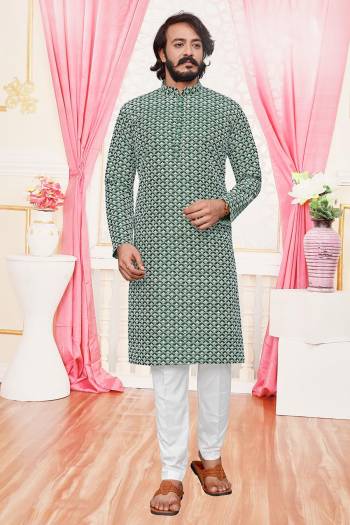 Attrective This Kurta Pajama set is a must have in a men's ethnic wardrobe.This Kurta Are Art Silk Fabric And Pajama Is Cotton Fabric With Lakhnowi Embroidery Work.