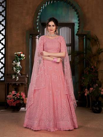 Look Attrective Partywear Heavy Designer Lehenga Choli And Dupatta In Fine Color. Lahenga Choli Fabricated On Georgette Beautified And  Net Dupatta With Heavy Attractive Thread Embroidery Work. 