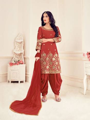 Attrective This Designer Long Length Suit In Lovely Color.?Its Pretty Designer Embroidery And Real Mirror Work Top And Bottom Are Bitalian Soft Silk Based Paired With Net Fabricated Dupatta Which Gives An Attractive To The Suit.