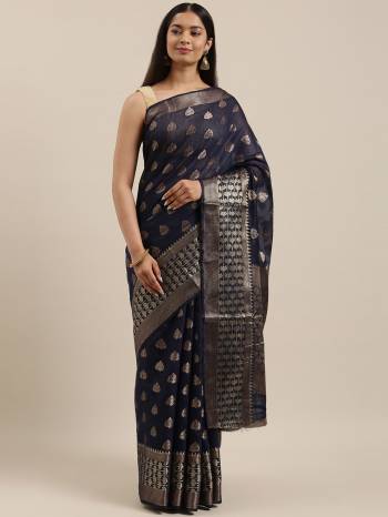 Garb This Partywear Saree Are Fine Saree Paired With Blouse.This Saree And Blouse Are Handloom Cotton Fabric With Wevon Designer Work. Buy This Pretty Saree Now.