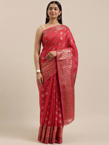 Garb This Partywear Saree Are Fine Saree Paired With Blouse.This Saree And Blouse Are Handloom Cotton Fabric With Wevon Designer Work. Buy This Pretty Saree Now.