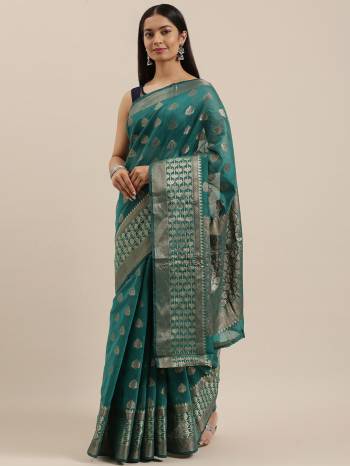 Garb This Partywear Saree Are Fine Saree Paired With Blouse.This Saree And Blouse Are Handloom Cotton Fabric With Wevon Designer Work. Buy This Pretty Saree Now.