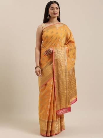 Garb This Partywear Saree Are Fine Saree Paired With Blouse.This Saree And Blouse Are Handloom Cotton Fabric With Wevon Designer Work. Buy This Pretty Saree Now.