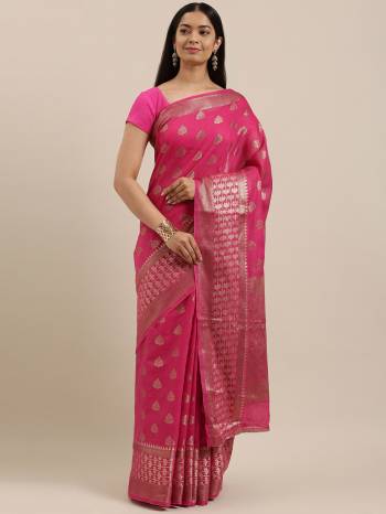 Garb This Partywear Saree Are Fine Saree Paired With Blouse.This Saree And Blouse Are Handloom Cotton Fabric With Wevon Designer Work. Buy This Pretty Saree Now.