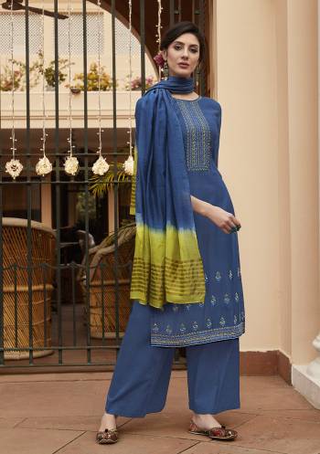 Looking This Designer Long Length Suit In Lovely Color.?Its Pretty Designer Thread Embroidery Work Top Is Muslin Based Paired With Cotton Bottom And Viscose Cheat Pallu Fabricated  Dupatta. Which Gives An Attractive To The Suit.