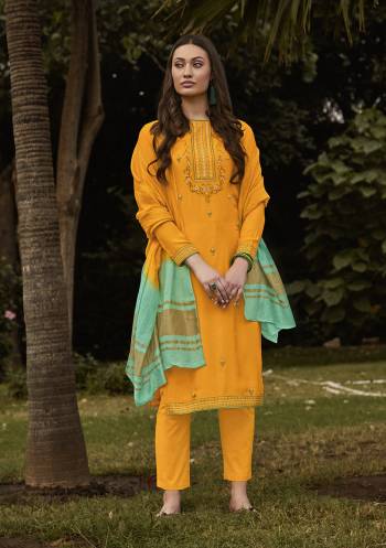 Looking This Designer Long Length Suit In Lovely Color.?Its Pretty Designer Thread Embroidery Work Top Is Muslin Based Paired With Cotton Bottom And Viscose Cheat Pallu Fabricated  Dupatta. Which Gives An Attractive To The Suit.