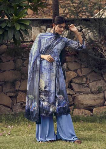 Attrective This Designer Long Length Suits In Lovely Color.?Its Pretty Designer Digital Printed Top And Bottom Is Butterfly Sorer Crepe Based Paired With Batterfly Georgette Fabricated Dupatta Which Gives An Attractive To The Dress.