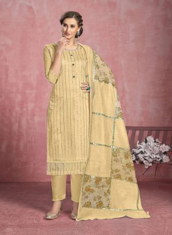 Look This Designer Suit In Lovely Color.?Its Pretty Designer Gota Patti Embroidery Work Top Is Modal Cotton And Bottom Are Santoon Based Paired With Fancy Silk Fabricated Dupatta Which Gives An Attractive To The Suit.