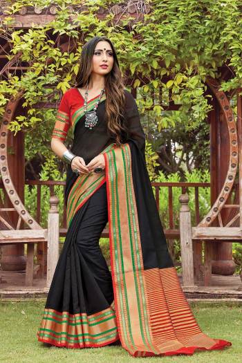 Designer This Partywear Saree Are Fine Saree Paired With Contrasted Blouse.This Saree And Blouse Are Cotton Handloom Fabric With Heavy Wevon Designer Work. Buy This Pretty Saree Now.