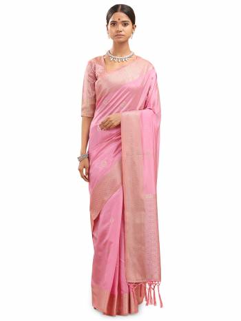 Look This Saree Are Fine Saree Paired With Blouse.This Saree And Blouse Are Silk With Wevon Designer Jari Work Based Fabric. Buy This Pretty Saree Now.