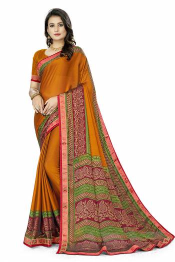 Attrective This Designer Saree Are Fine Saree Paired With Blouse.This Saree And Blouse Are Rangoli Silk Based Fabric With Gala Designer Printed. Buy This Pretty Saree Now.