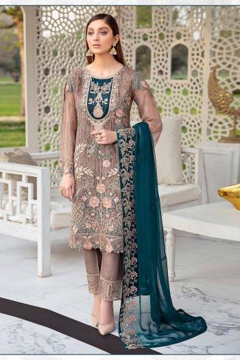 Attrective This Designer Long Length Suits In Lovely Color.?Its Pretty Designer Resham Embroidery Work Top Is Butterfly Faux Georgette Based Paired Bottom Santoon With Batterfly Soft Net Fabricated Dupatta Which Gives An Attractive To The Dress.