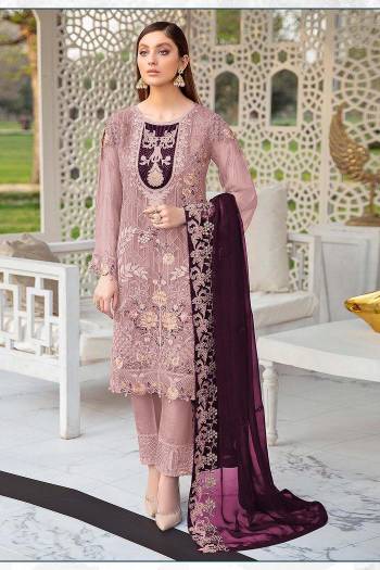 Attrective This Designer Long Length Suits In Lovely Color.?Its Pretty Designer Resham Embroidery Work Top Is Butterfly Faux Georgette Based Paired Bottom Santoon With Batterfly Soft Net Fabricated Dupatta Which Gives An Attractive To The Dress.