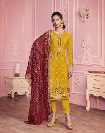 Attrective This Designer Long Length Suit In Lovely Color.?Its Pretty Designer Embroidery And Hand Work Top And Dupatta Are Georgette Based Paired With Santoon Fabricated Bottom Which Gives An Attractive To The Suit.