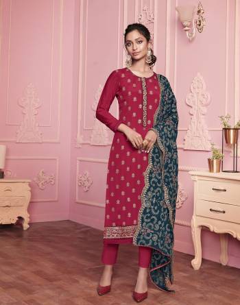 Attrective This Designer Long Length Suit In Lovely Color.?Its Pretty Designer Embroidery And Hand Work Top And Dupatta Are Georgette Based Paired With Santoon Fabricated Bottom Which Gives An Attractive To The Suit.