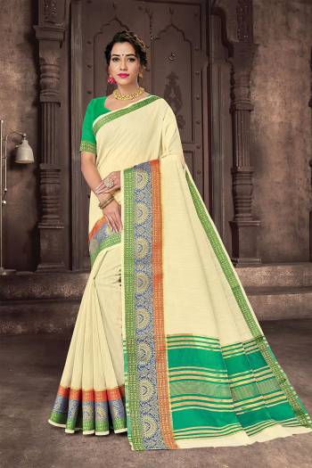 Looking This Traditional Saree Are Fine Saree Paired With Blouse.This Saree And Blouse Are Handloom Cotton Based Fabric With Heavy Wevon Designer Work. Buy This Pretty Saree Now.