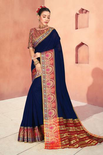 Looking This Partywear Saree Are Fine Saree Paired With Blouse.This Saree And Blouse Are Cotton Handloom Fabric With Heavy Wevon Designer Work. Buy This Pretty Saree Now.