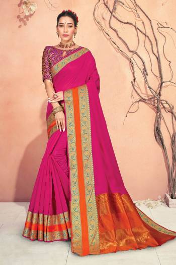 Looking This Partywear Saree Are Fine Saree Paired With Blouse.This Saree And Blouse Are Cotton Handloom Fabric With Heavy Wevon Designer Work. Buy This Pretty Saree Now.