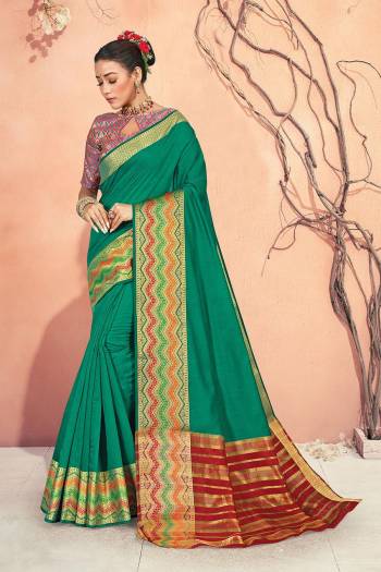 Looking This Partywear Saree Are Fine Saree Paired With Blouse.This Saree And Blouse Are Cotton Handloom Fabric With Heavy Wevon Designer Work. Buy This Pretty Saree Now.