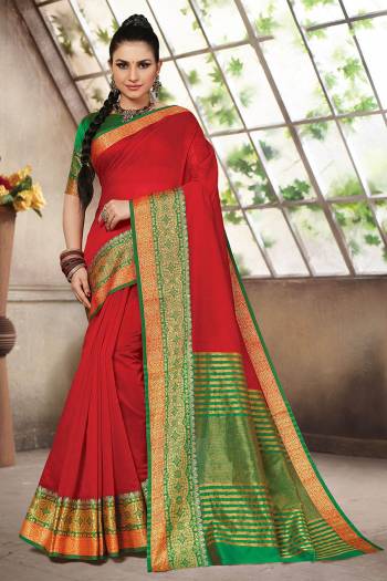 Attrective This Saree Are Fine Saree Paired With Blouse.This Saree And Blouse Are Cotton Handloom Fabric With Wevon Designer Work. Buy This Pretty Saree Now.