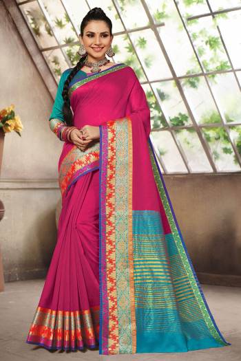 Attrective This Saree Are Fine Saree Paired With Blouse.This Saree And Blouse Are Cotton Handloom Fabric With Wevon Designer Work. Buy This Pretty Saree Now.