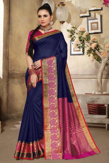 Attrective This Saree Are Fine Saree Paired With Blouse.This Saree And Blouse Are Cotton Handloom Fabric With Wevon Designer Work. Buy This Pretty Saree Now.