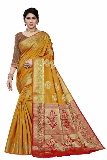 Traditioal Look This Saree Are Fine Saree Paired With Blouse.This Saree And Blouse Are Soft Silk Fabric With Wevon Designer. Buy This Pretty Saree Now.