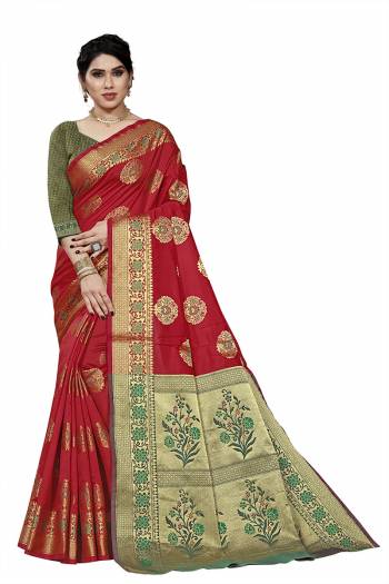 Traditioal Look This Saree Are Fine Saree Paired With Blouse.This Saree And Blouse Are Soft Silk Fabric With Wevon Designer. Buy This Pretty Saree Now.